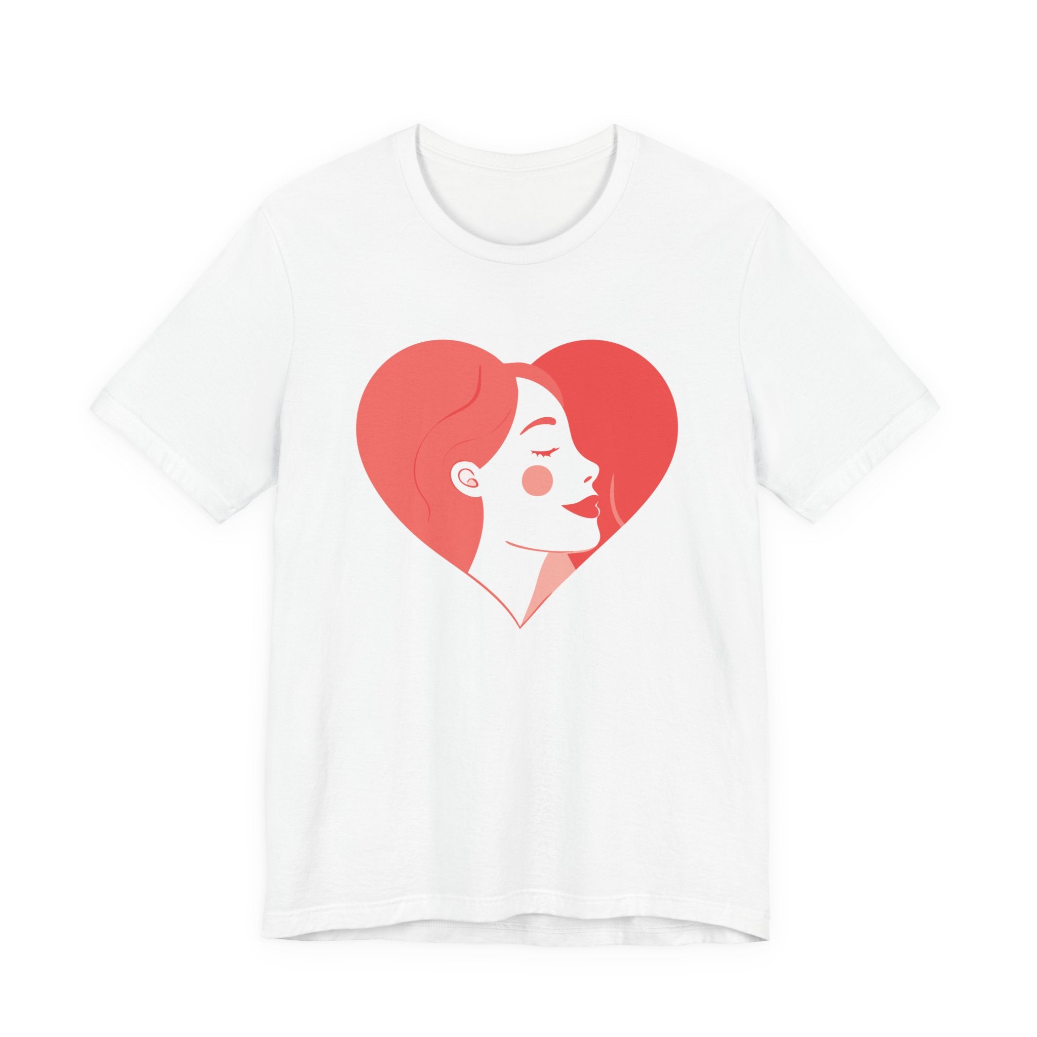 Heart Profile Tee - Minimal Romantic Woman Illustration T-Shirt
