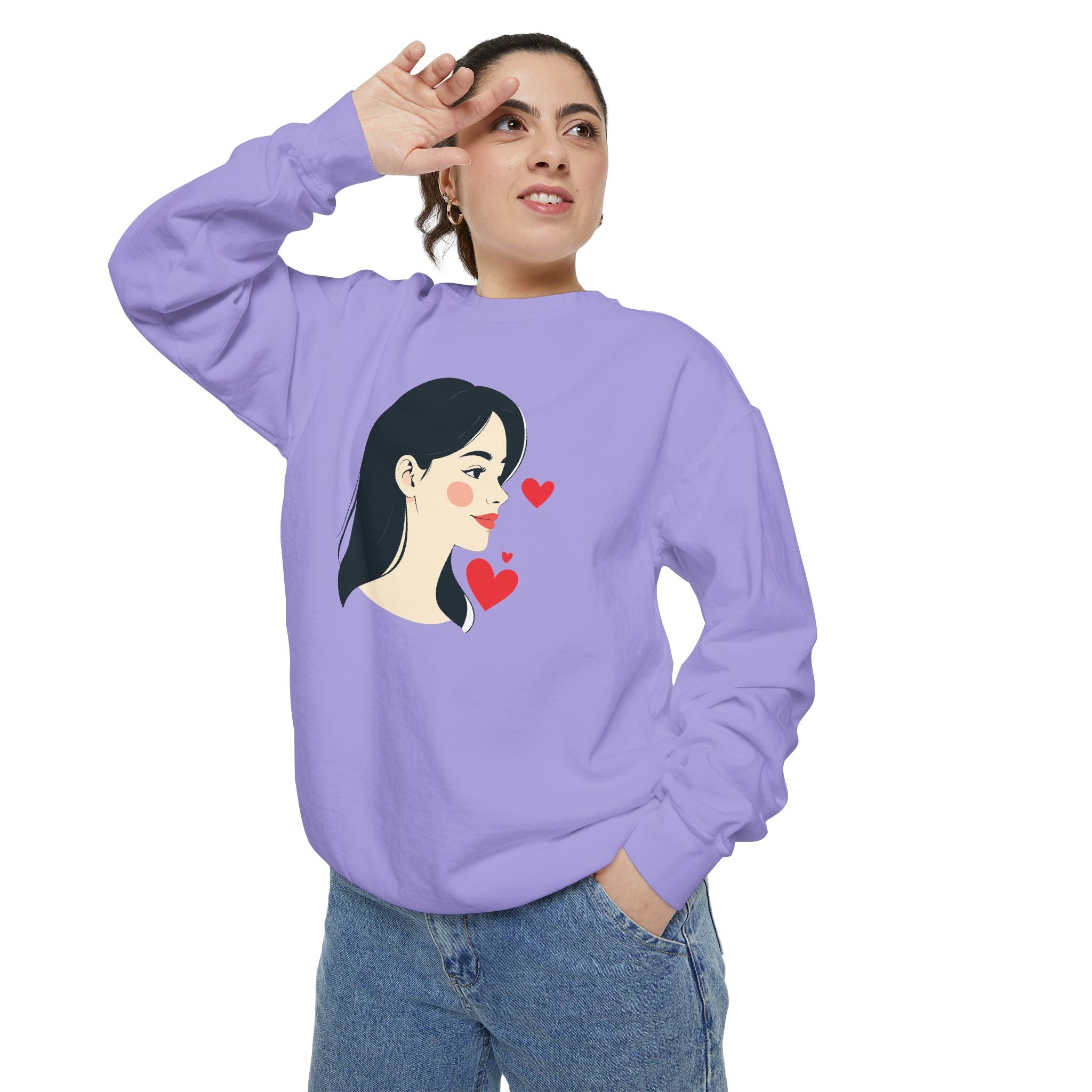 Heart Portrait Sweatshirt Artistic Dual-Face Love Graphic