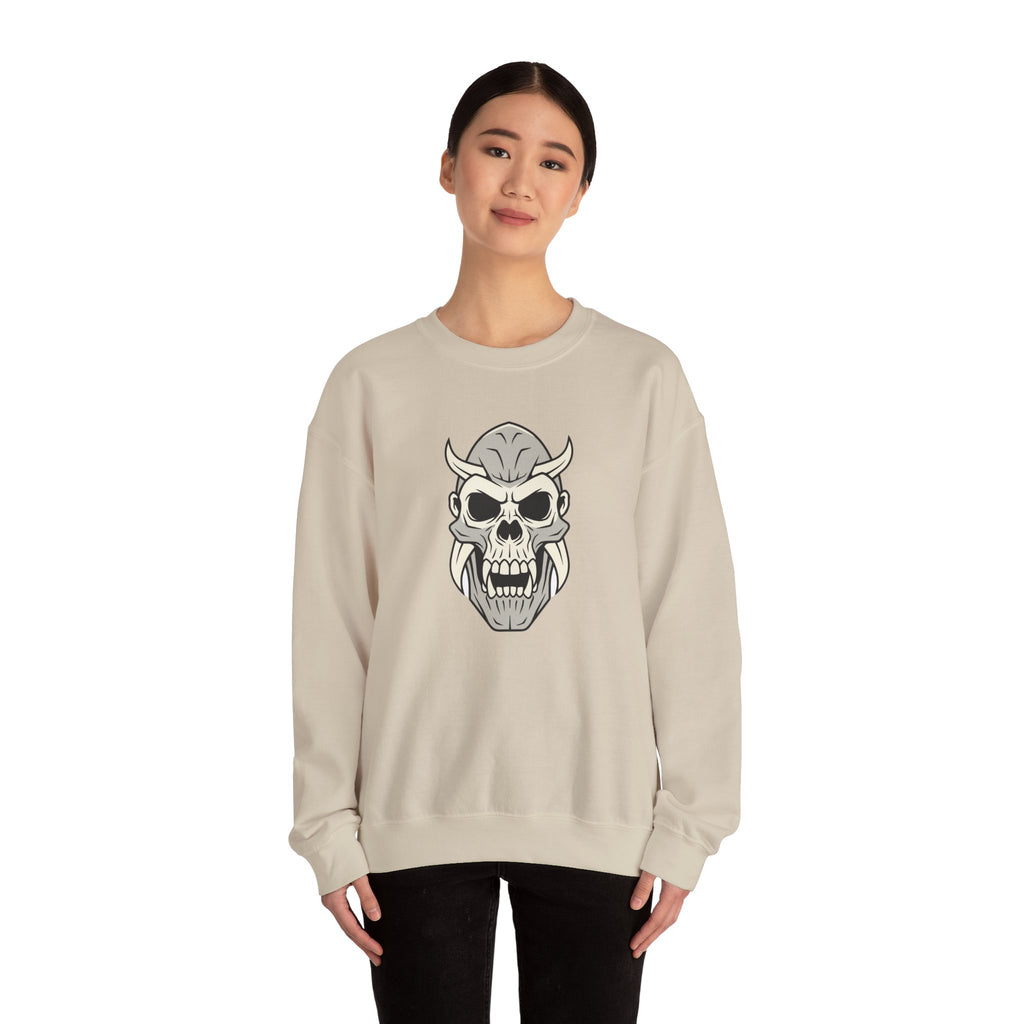 Skull Demon Crewneck Sweatshirt Gothic Horned Skull Graphic
