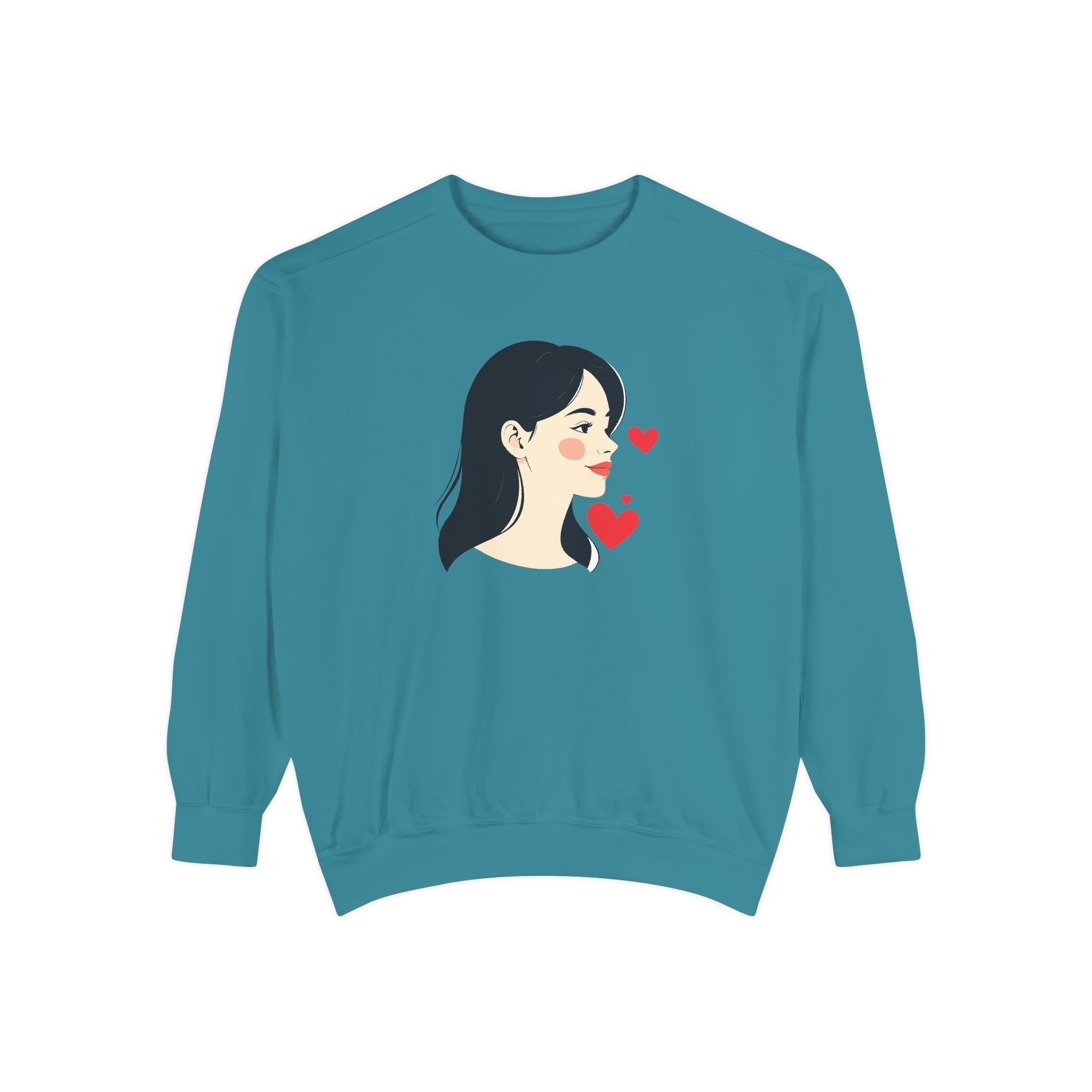 Heart Portrait Sweatshirt Artistic Dual-Face Love Graphic
