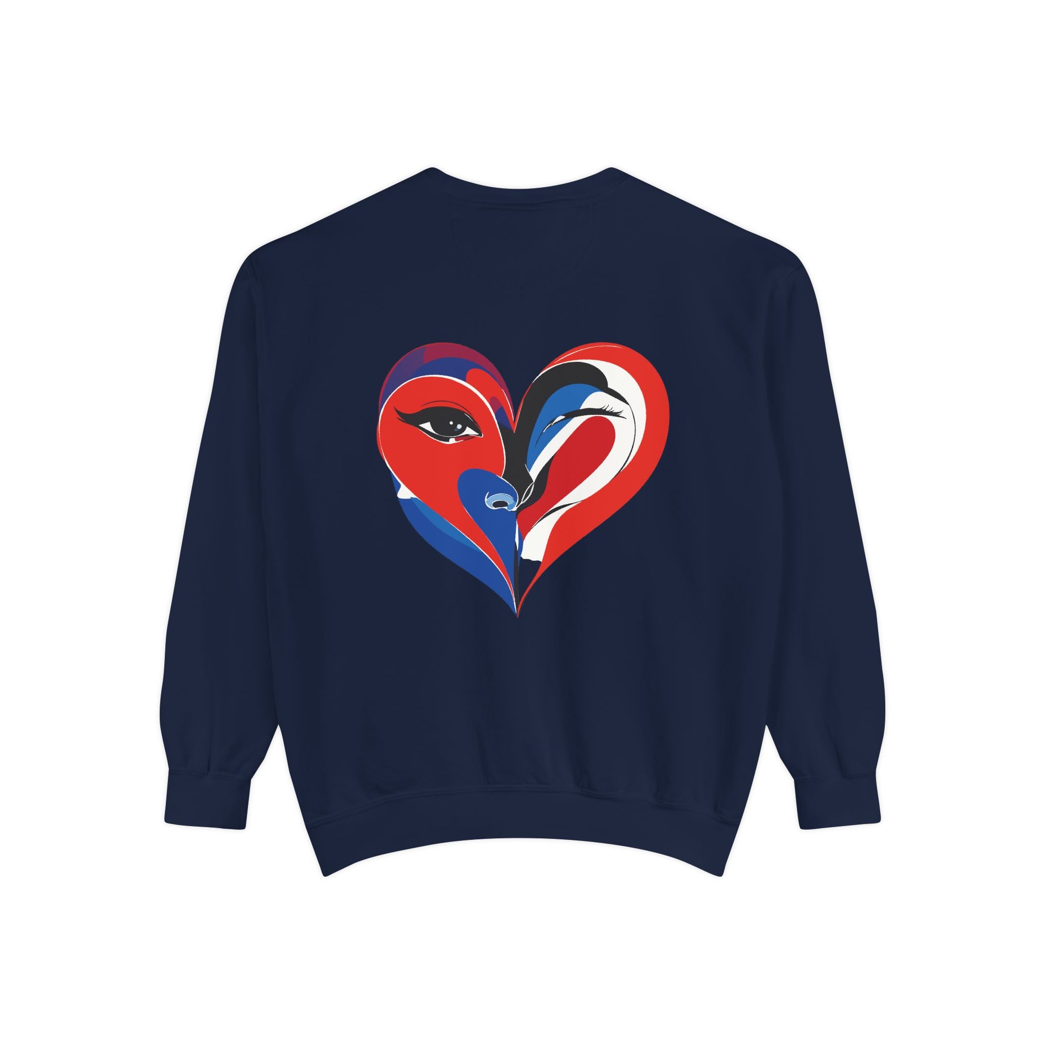 Heart Portrait Sweatshirt Artistic Dual-Face Love Graphic