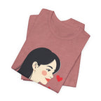 Women’s Portrait Tee with Heart Accents – Cute Kawaii Girl Graphic T-Shirt