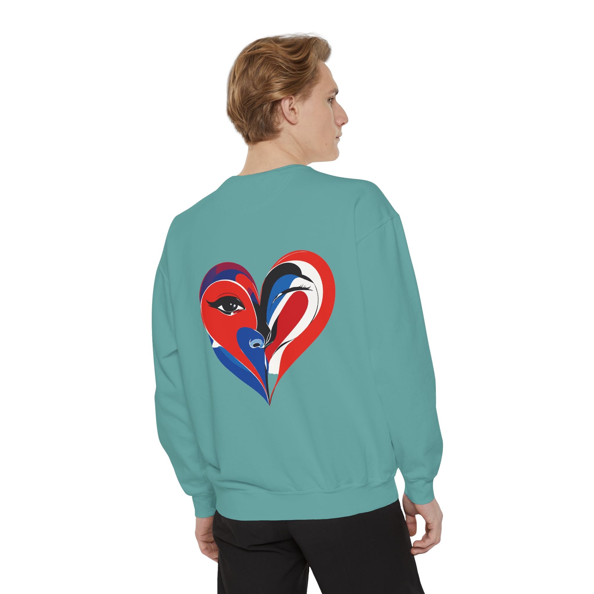 Heart Portrait Sweatshirt Artistic Dual-Face Love Graphic