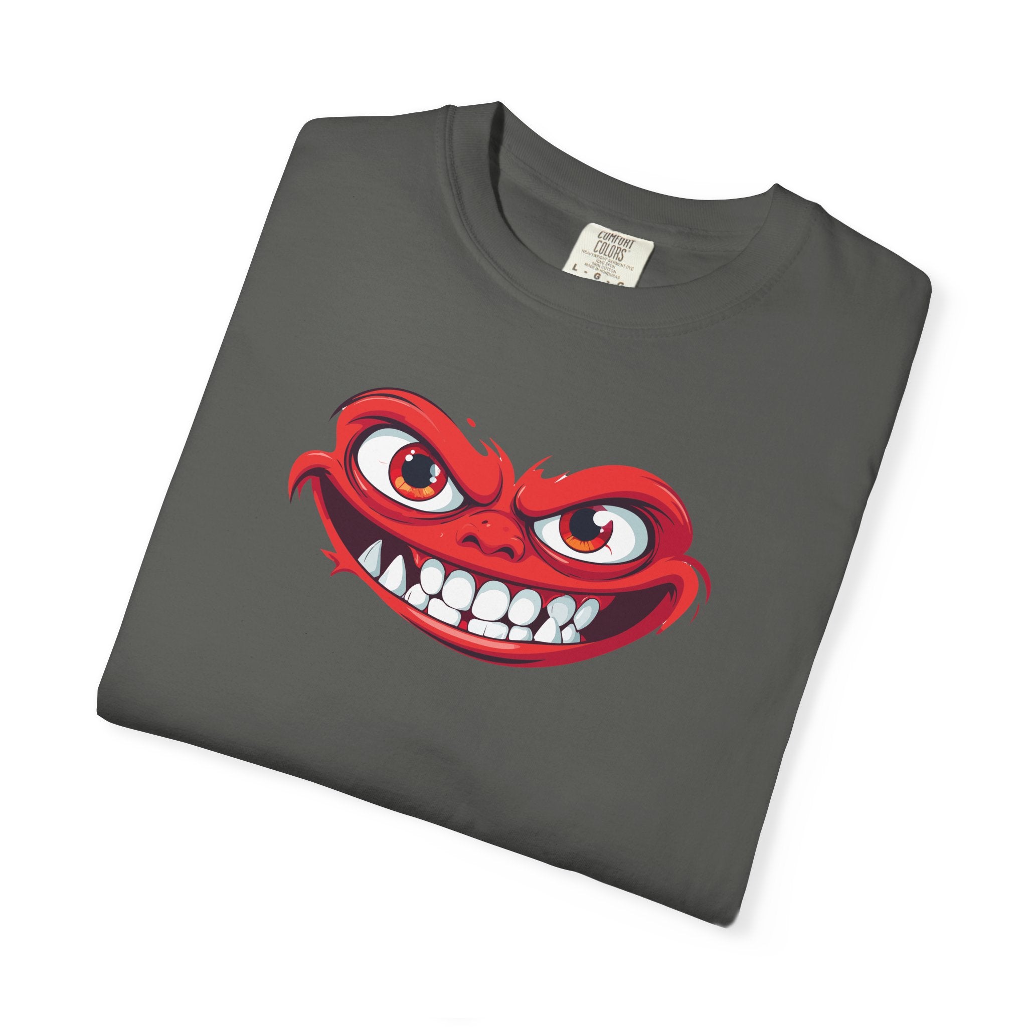 Angry Grin T-Shirt Red Mischievous Face Graphic Tee
