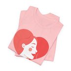 Heart Profile Tee - Minimal Romantic Woman Illustration T-Shirt