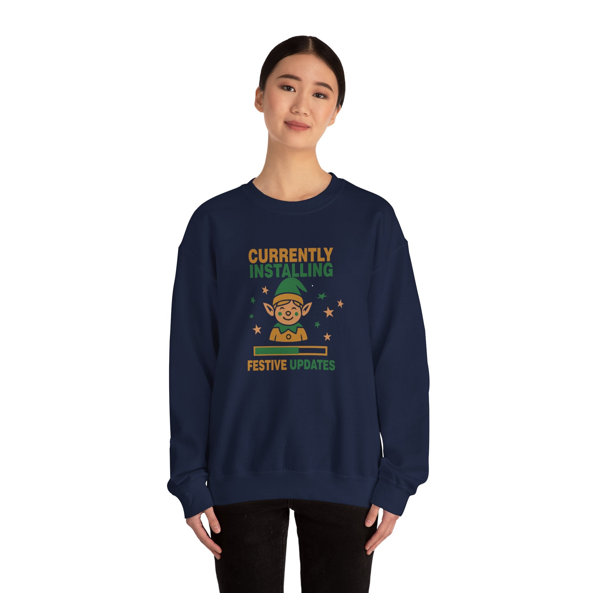 Crewneck Sweatshirt Currently Installing Festive Updates Elf Holiday Graphic