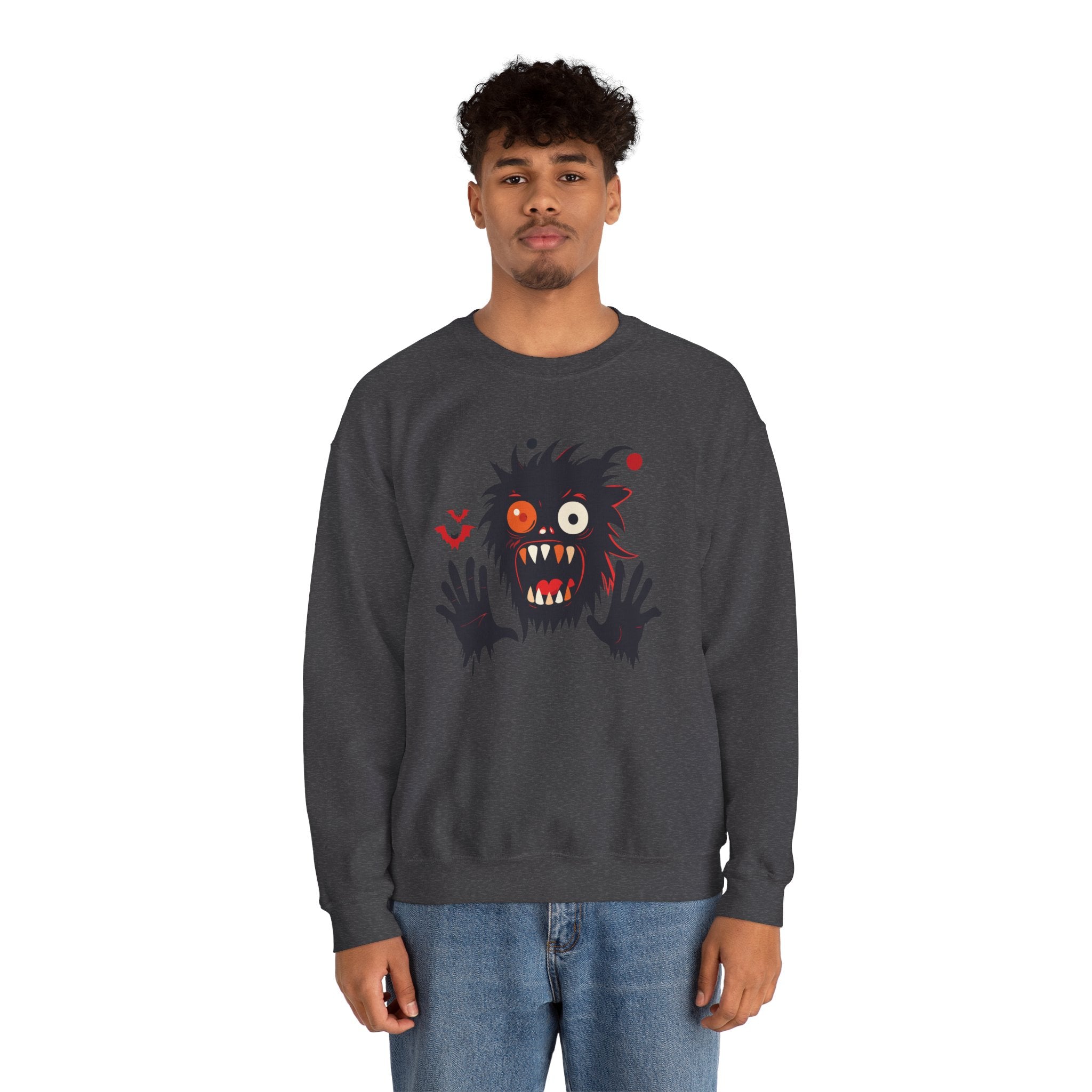 Halloween Monster Crewneck Sweatshirt Spooky Cute Monster Graphic