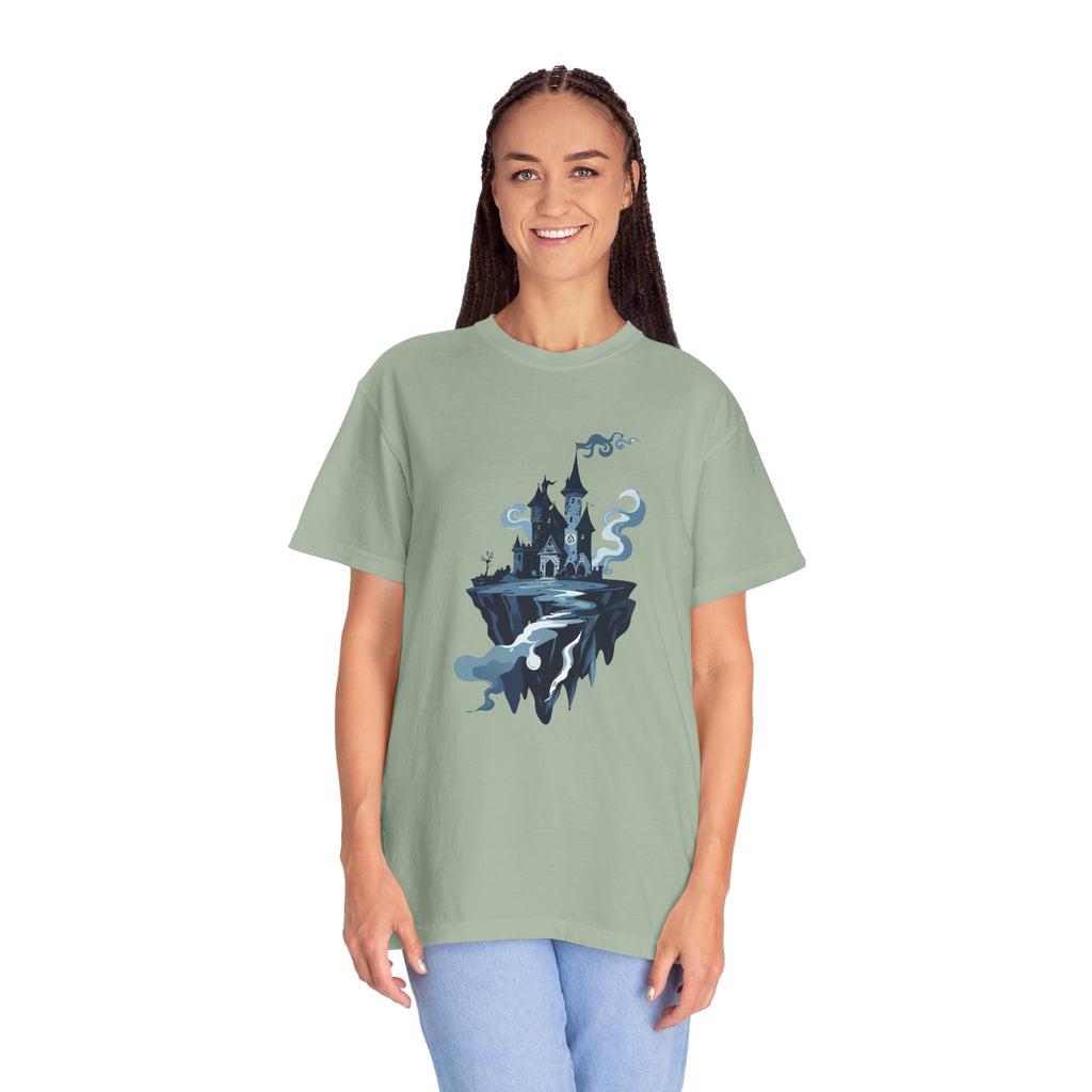 Floating Haunted Castle T‑Shirt Spooky Gothic Fantasy Tee