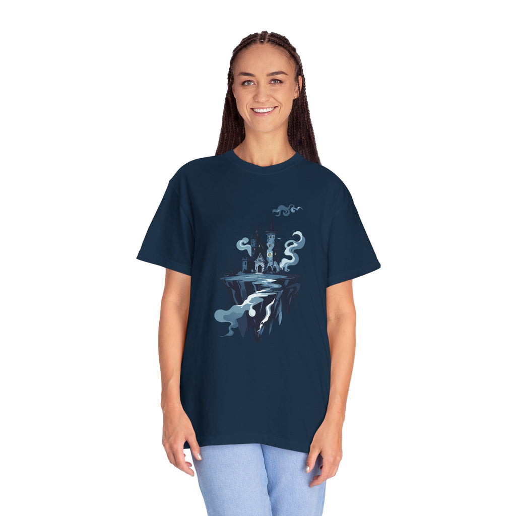 Floating Haunted Castle T‑Shirt Spooky Gothic Fantasy Tee