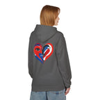 Patriotic Heart Face Hoodie Red White Blue Love Graphic