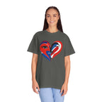 Heart Art Graphic Tee Red & Blue Woman Face Heart Design
