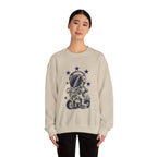 Astronaut Riding Scooter Crewneck Sweatshirt Retro Space Biker Graphic