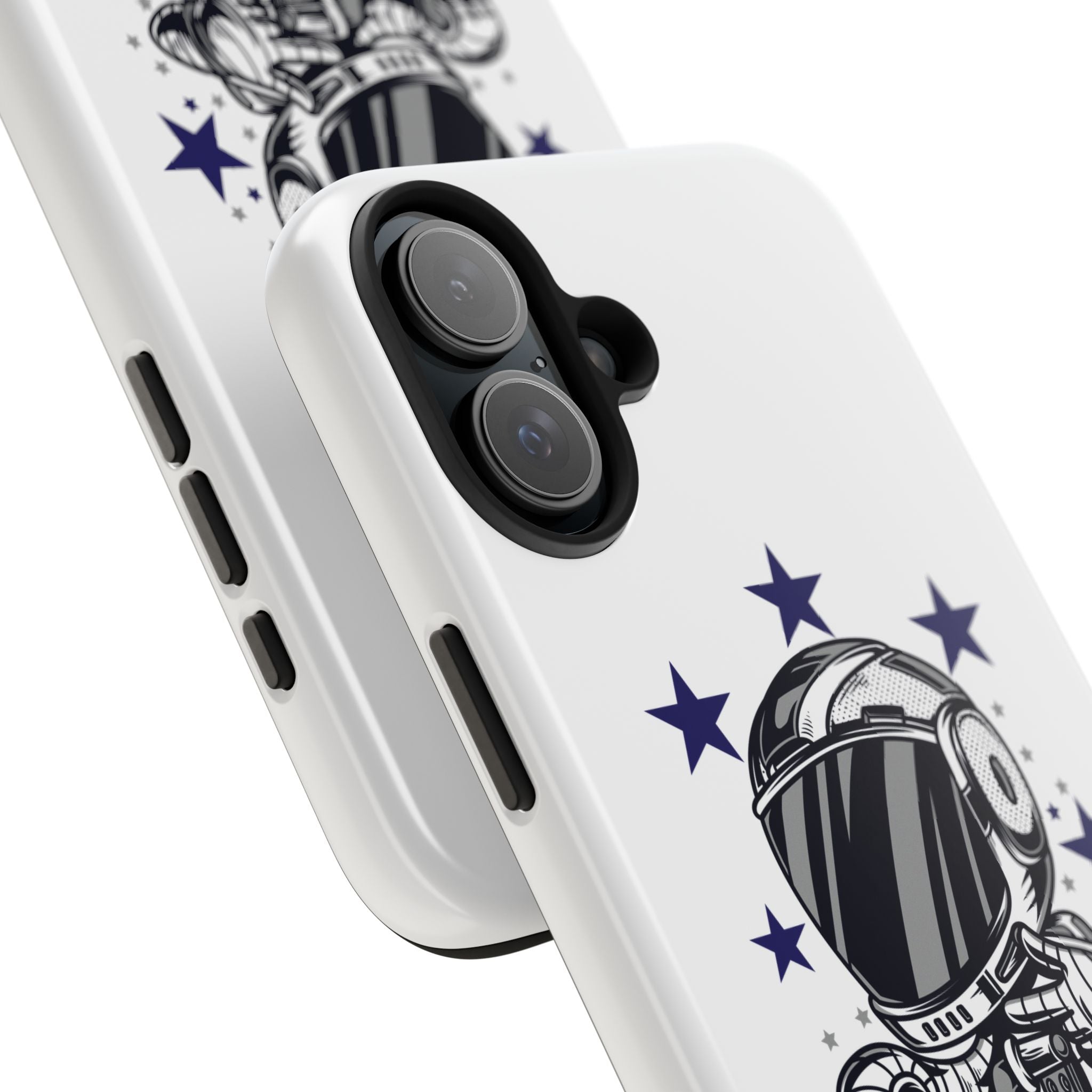 Astronaut Biker Tough Phone Case Retro Space Helmet Rider with Stars