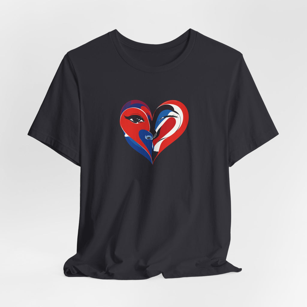 Heart Portrait Tee Romantic Face Heart Graphic T‑Shirt