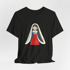 Virgin Mary Illustration Tee — Cute Nativity T-Shirt