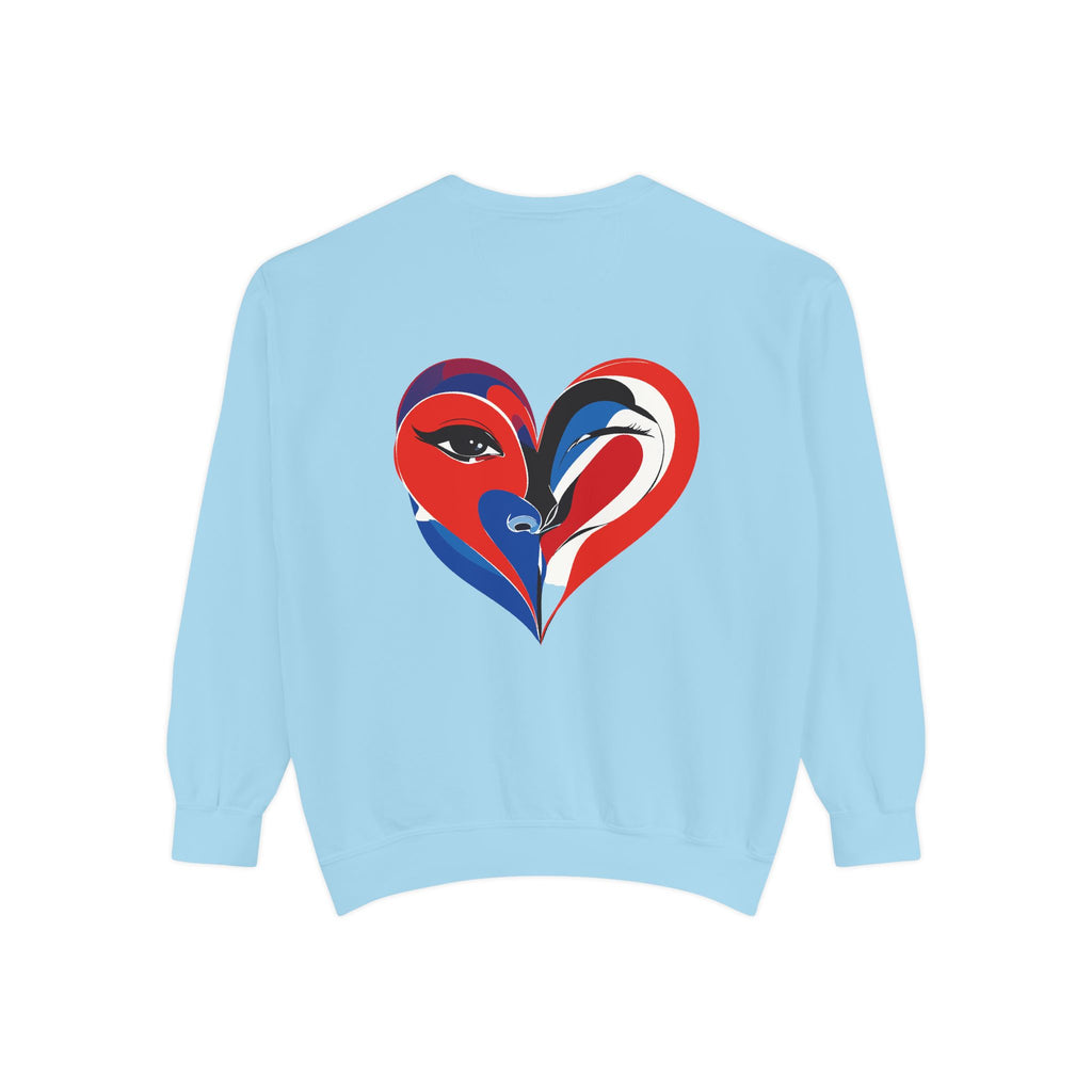 Heart Portrait Sweatshirt Artistic Dual-Face Love Graphic