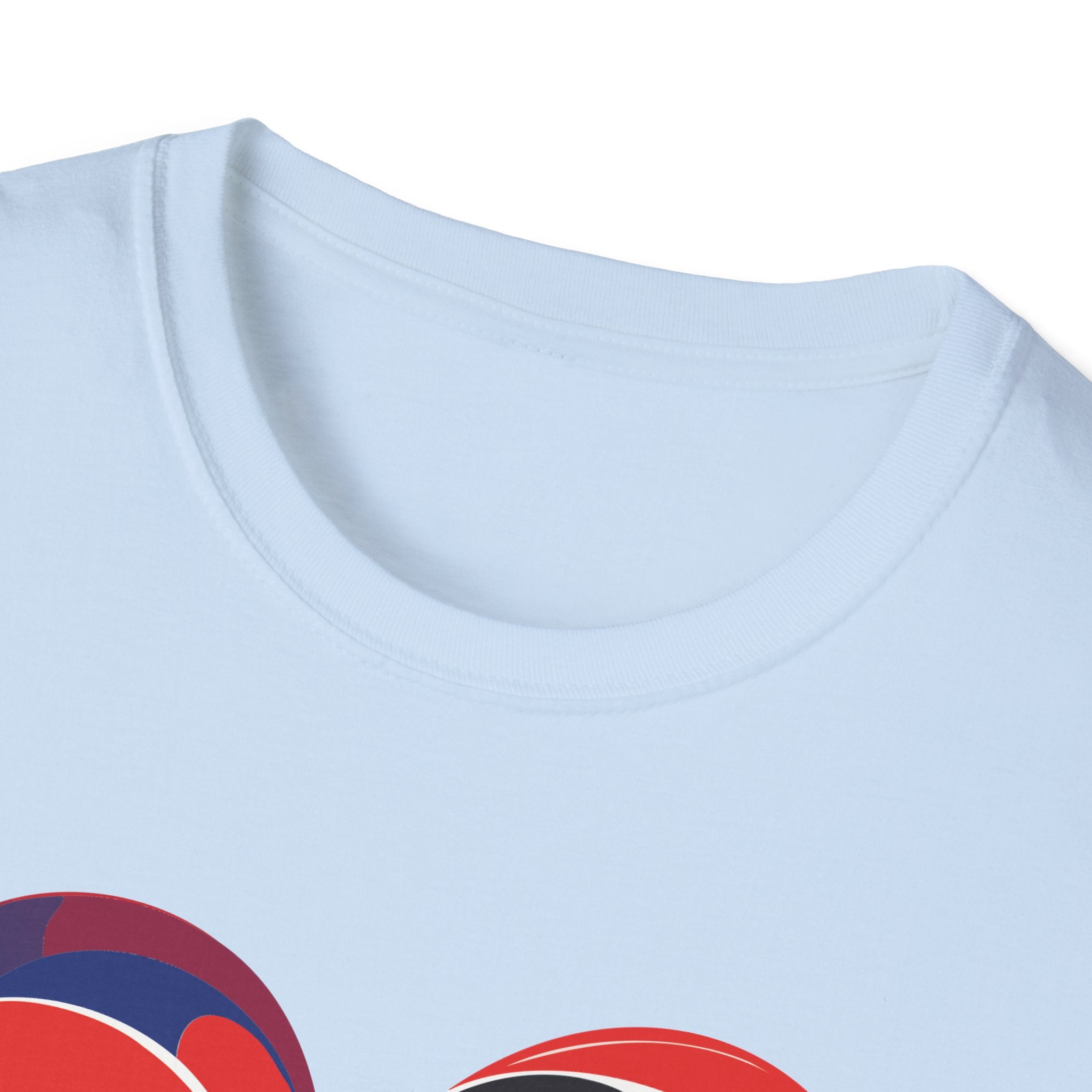 Heart Face Graphic T‑Shirt Red & Blue Abstract Love Design