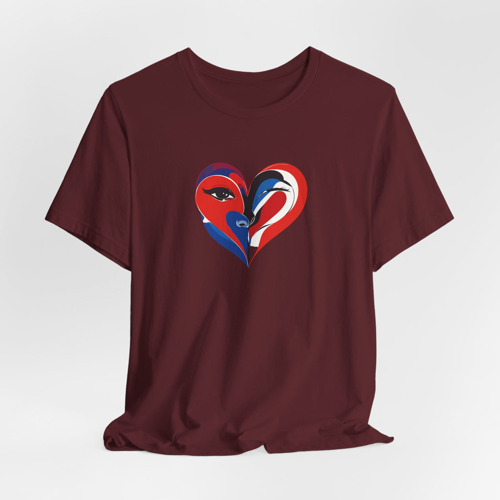 Heart Portrait Tee Romantic Face Heart Graphic T‑Shirt