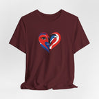 Heart Portrait Tee Romantic Face Heart Graphic T‑Shirt