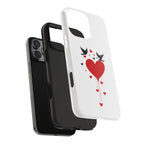 Tough Phone Case Red Dripping Heart with Doves Valentine's Protection