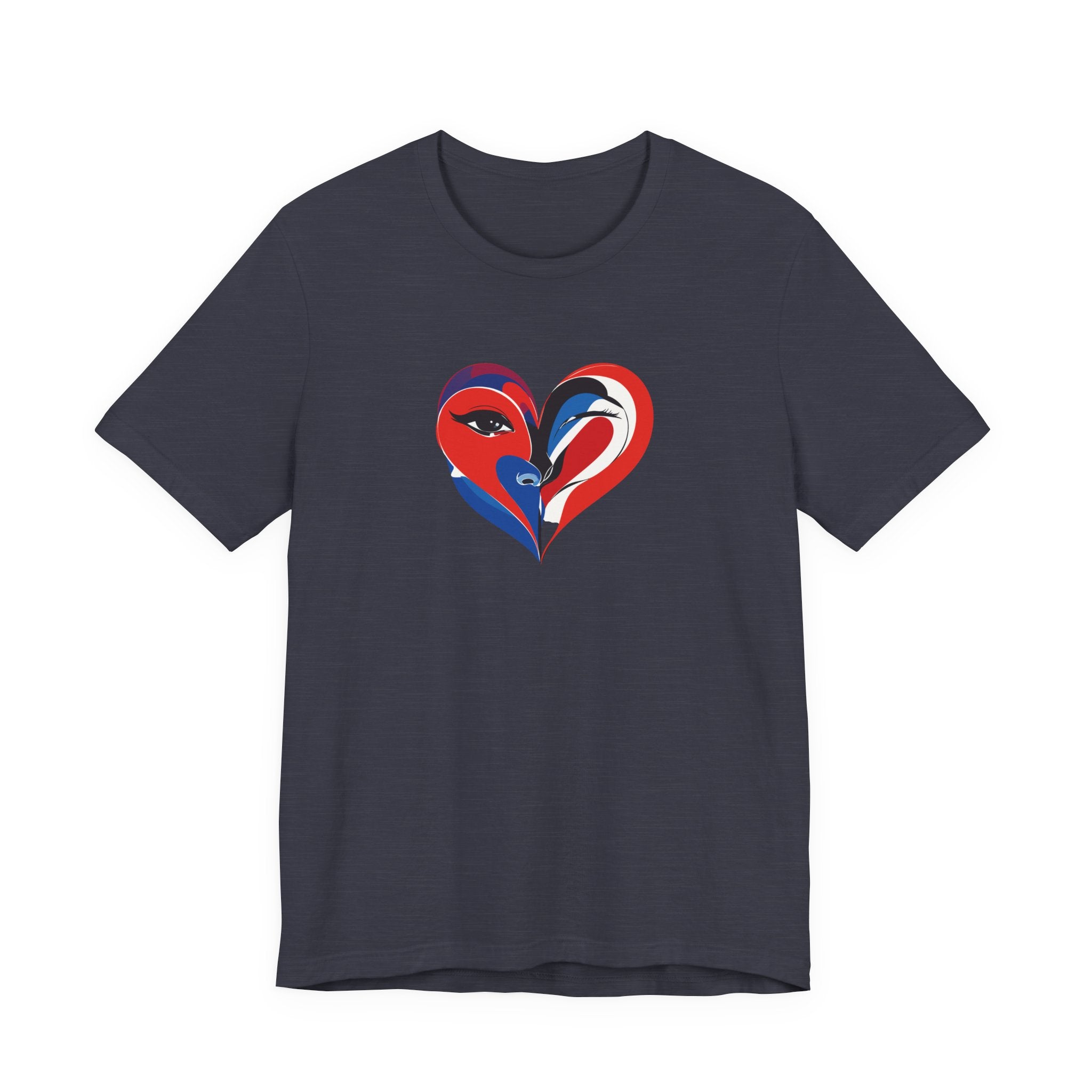 Heart Portrait Tee Romantic Face Heart Graphic T‑Shirt