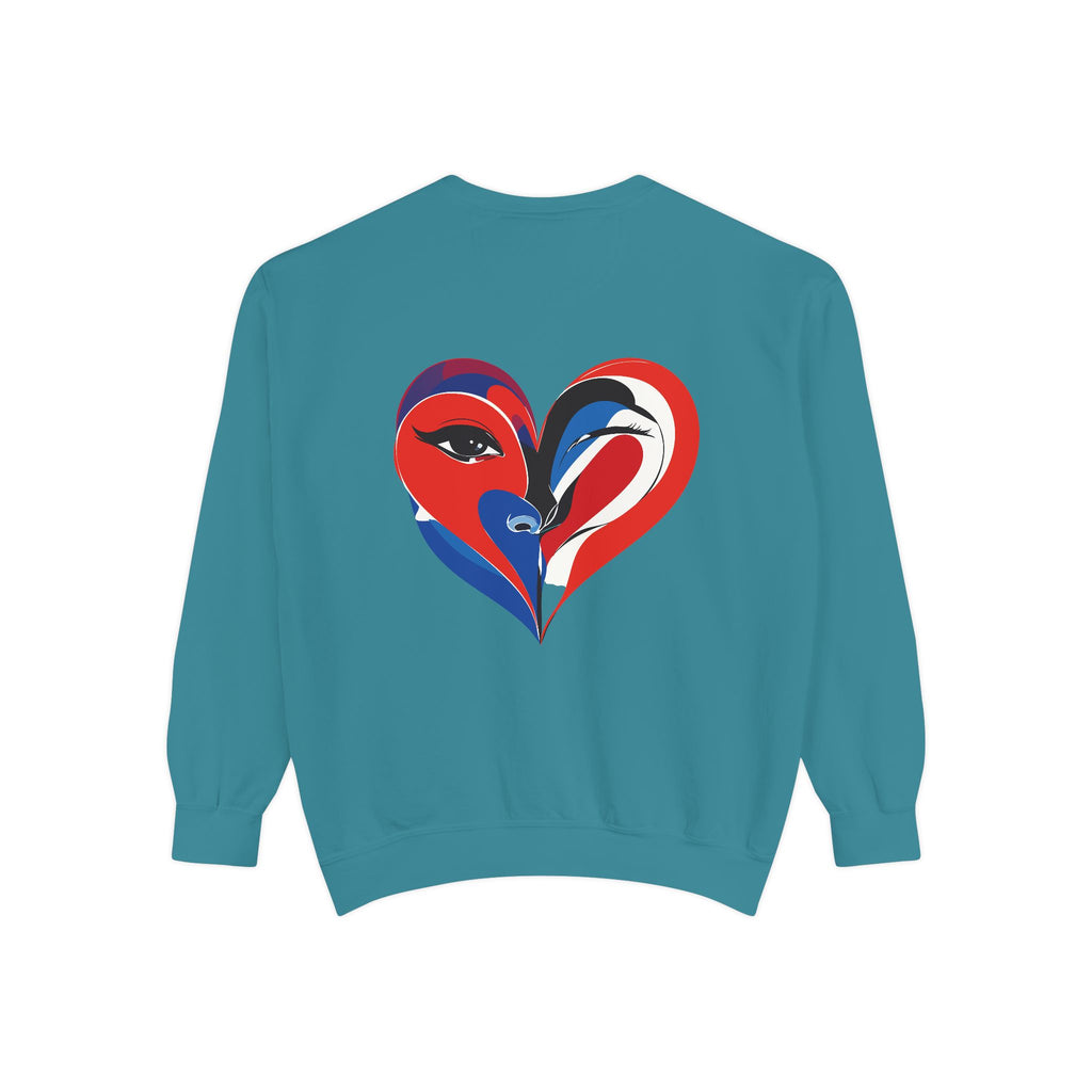 Heart Portrait Sweatshirt Artistic Dual-Face Love Graphic