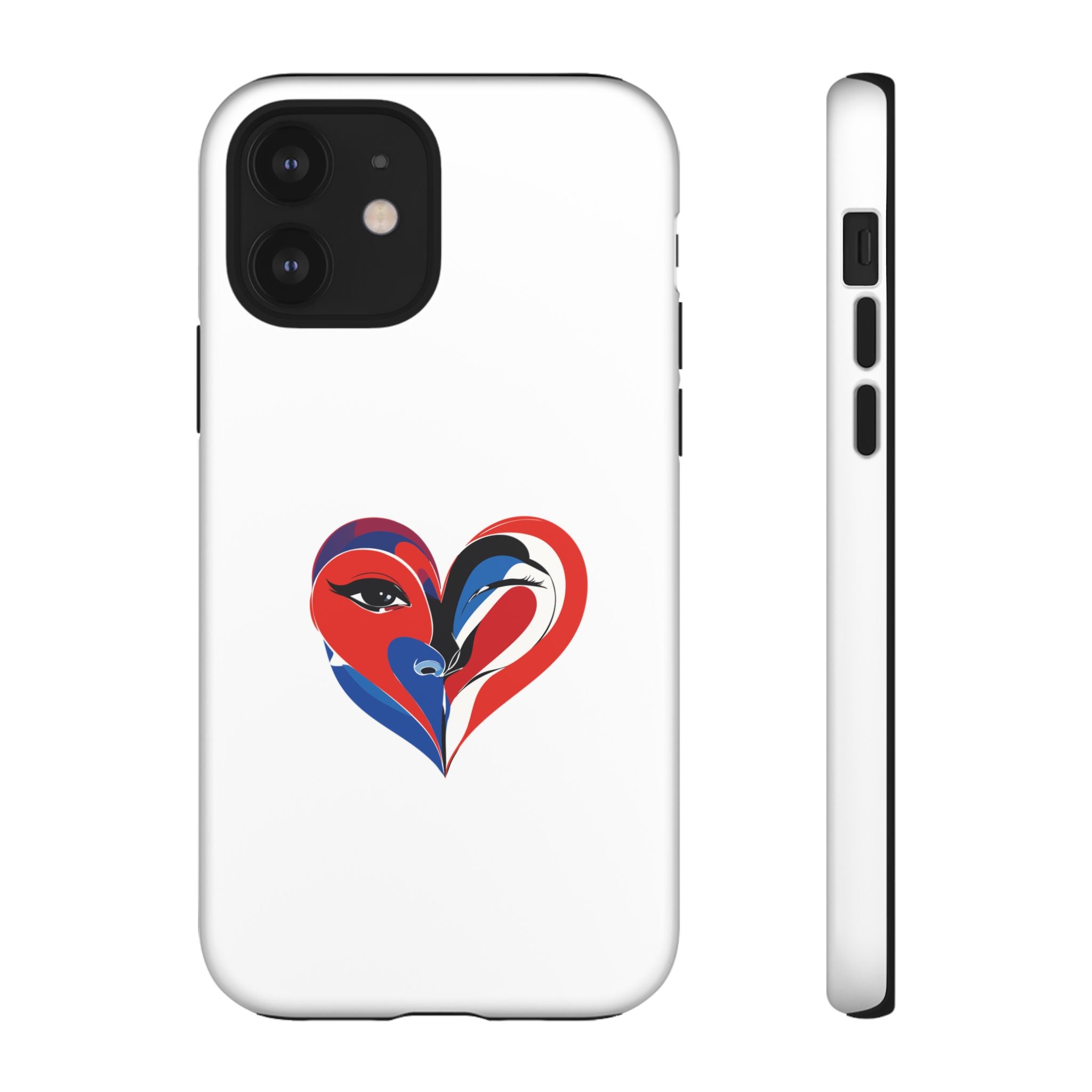 Heart Face Phone Case Red & Blue Abstract Love Design