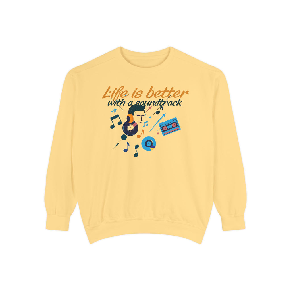 Music Lover Sweatshirt "Life Is Better With a Soundtrack" Retro Cassette Design