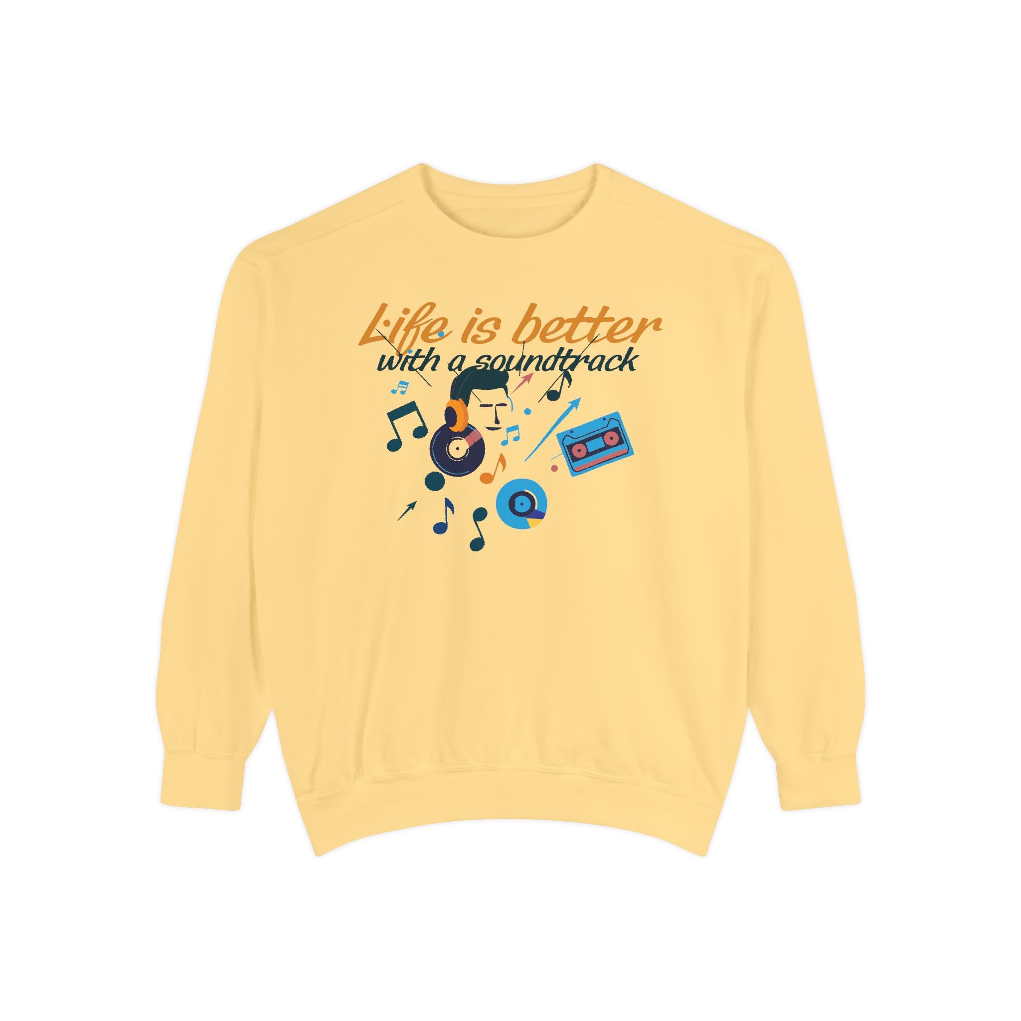 Music Lover Sweatshirt "Life Is Better With a Soundtrack" Retro Cassette Design