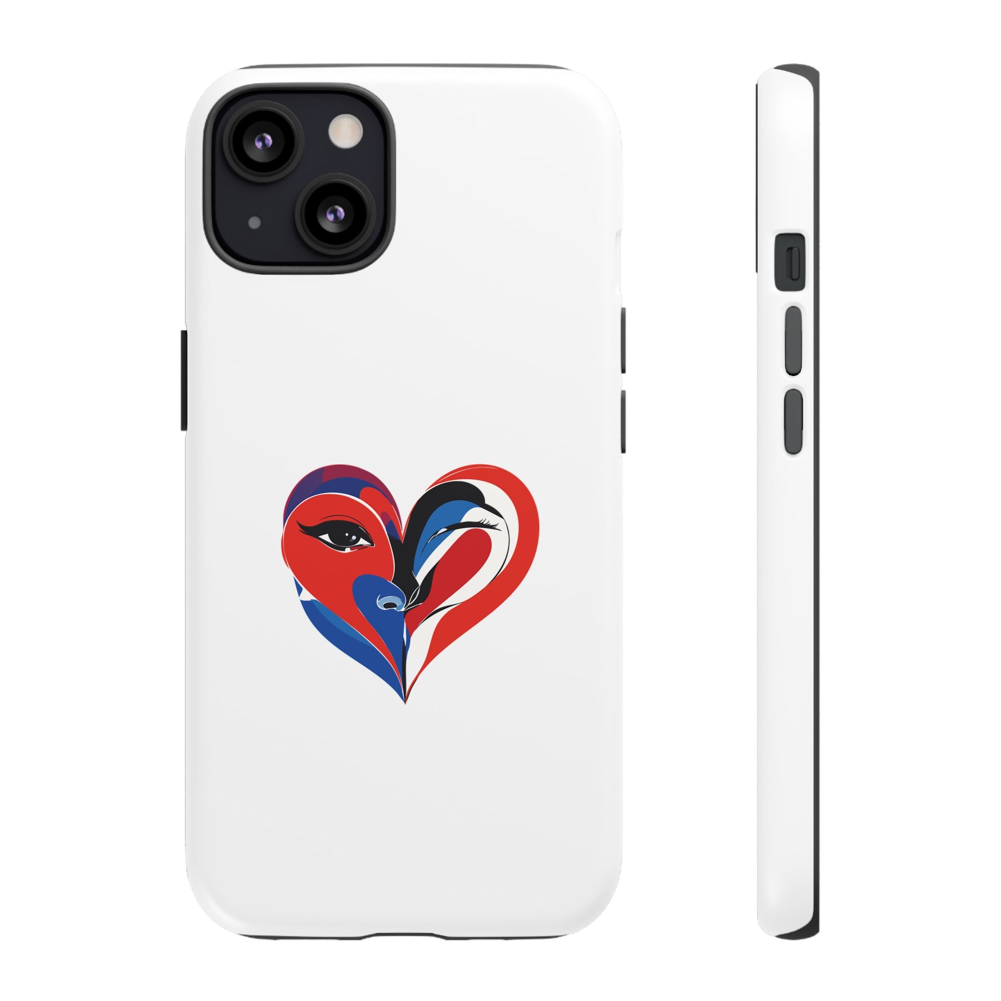 Heart Face Phone Case Red & Blue Abstract Love Design