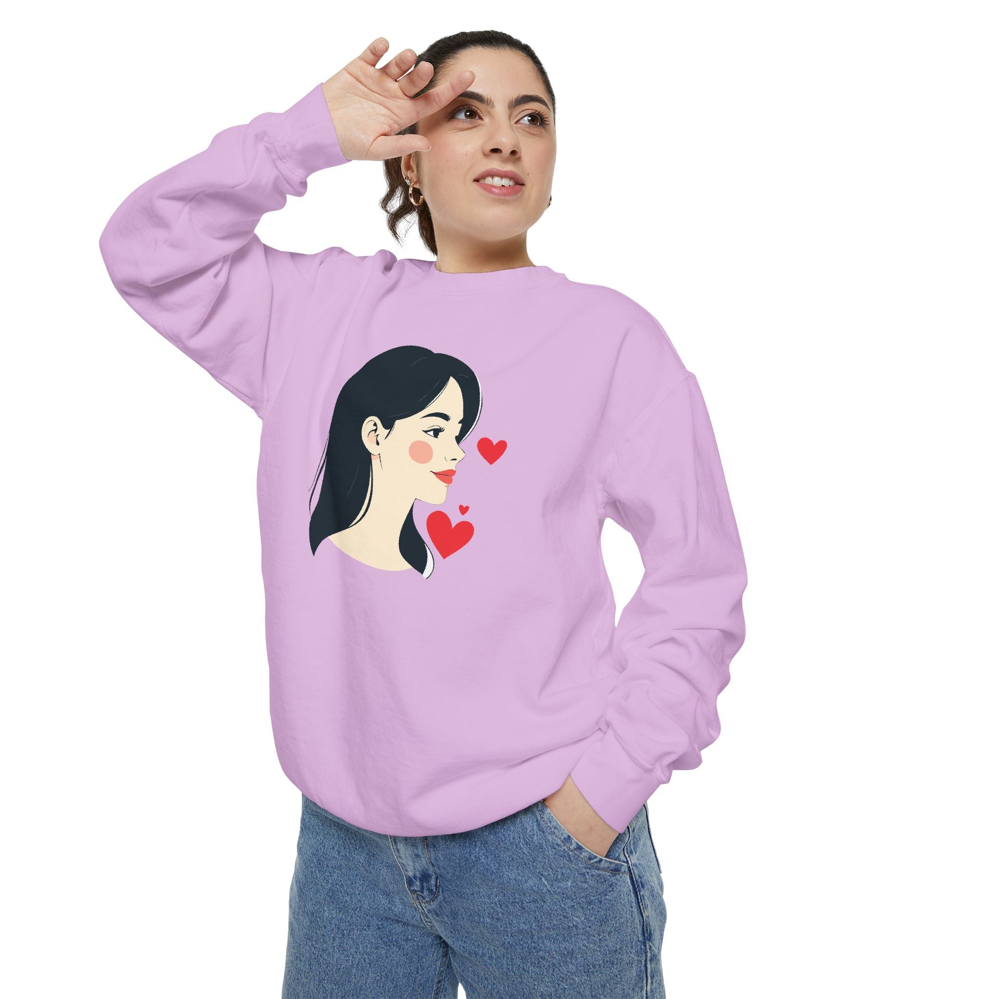 Heart Portrait Sweatshirt Artistic Dual-Face Love Graphic