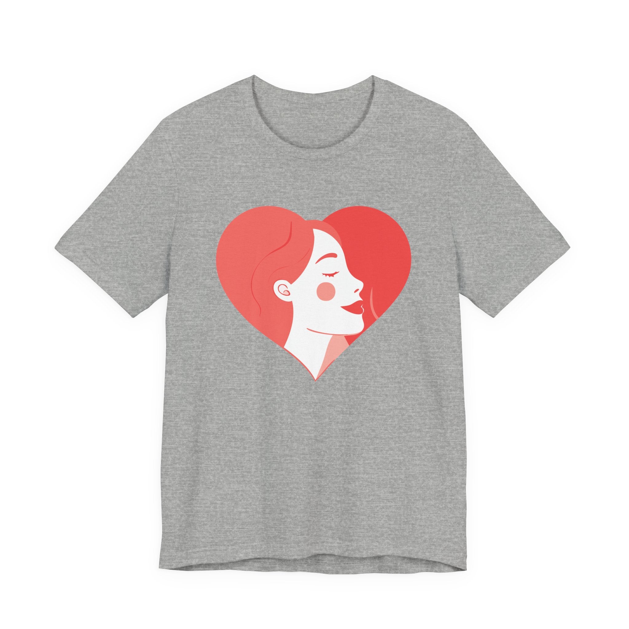Heart Profile Tee - Minimal Romantic Woman Illustration T-Shirt