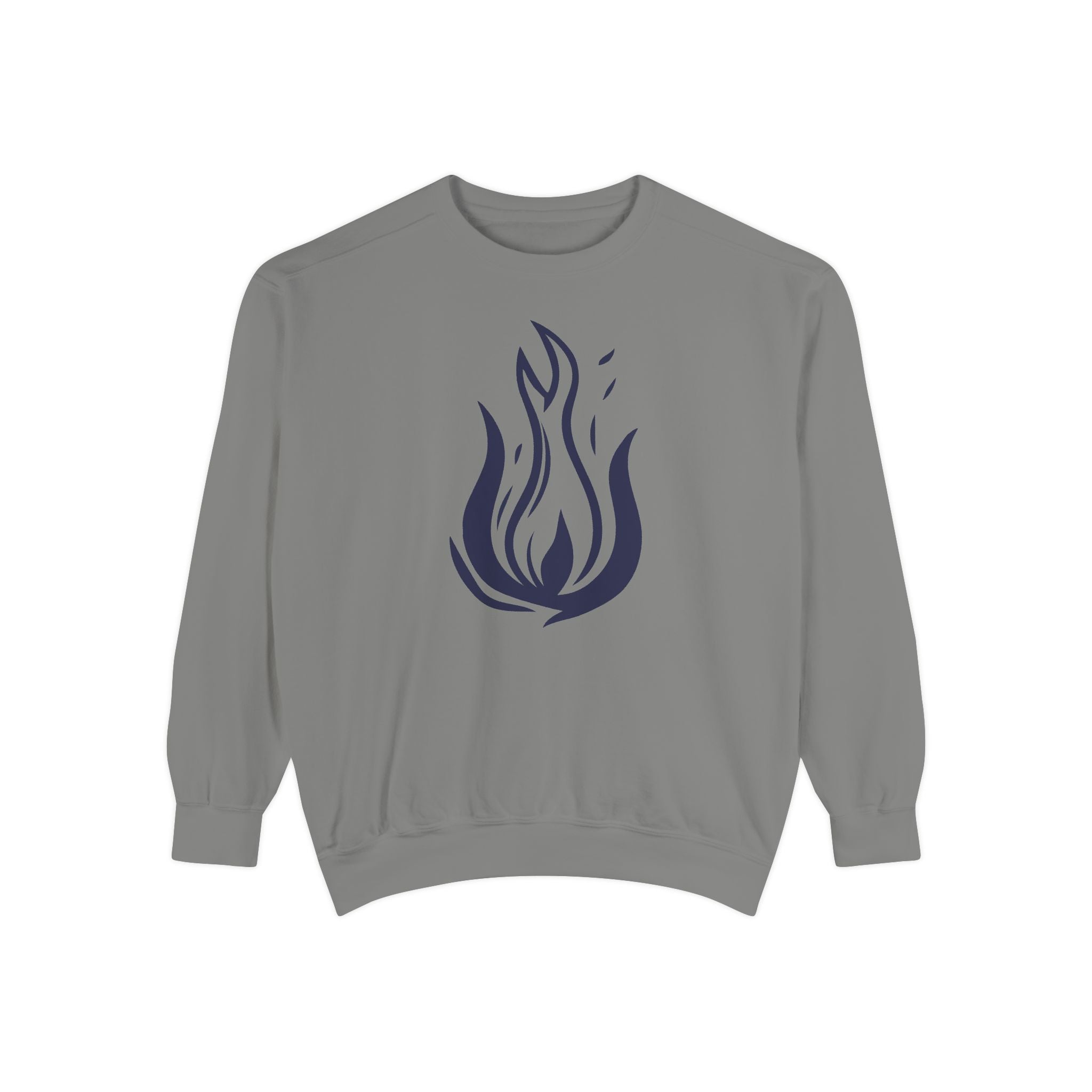 Stylized Flame Graphic Sweatshirt Minimal Fire Illustration Crewneck