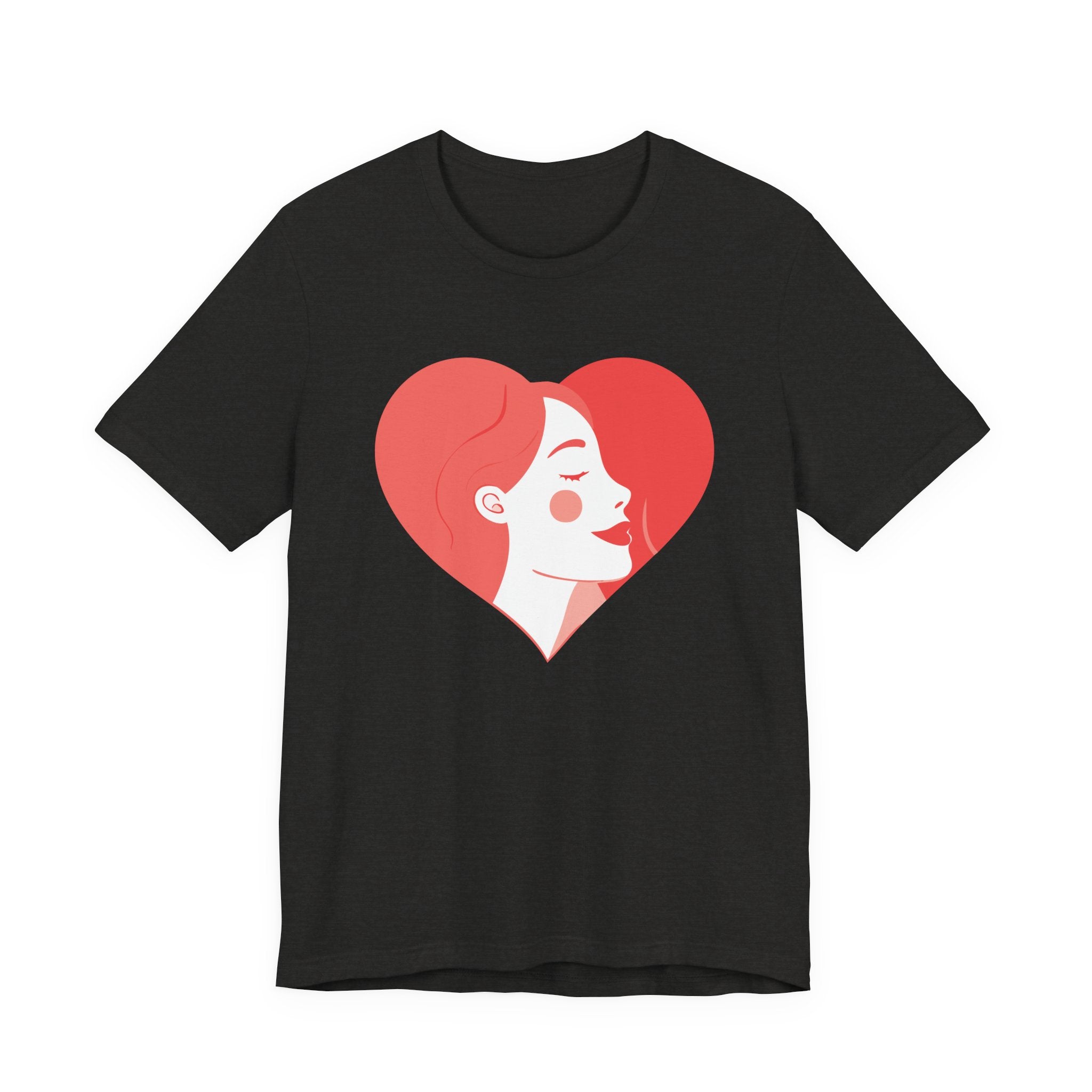 Heart Profile Tee - Minimal Romantic Woman Illustration T-Shirt