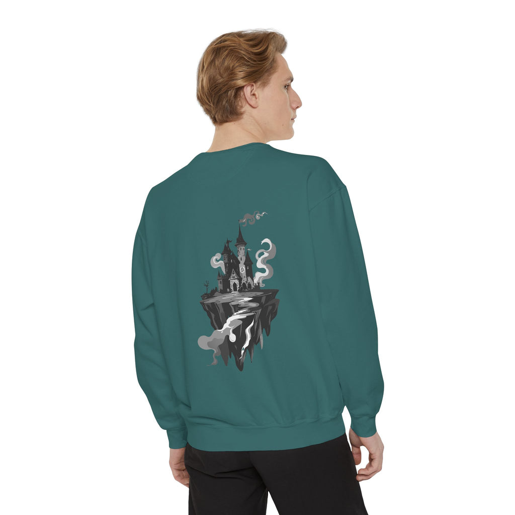 Floating Haunted Castle Sweatshirt Gothic Floating Island Crewneck