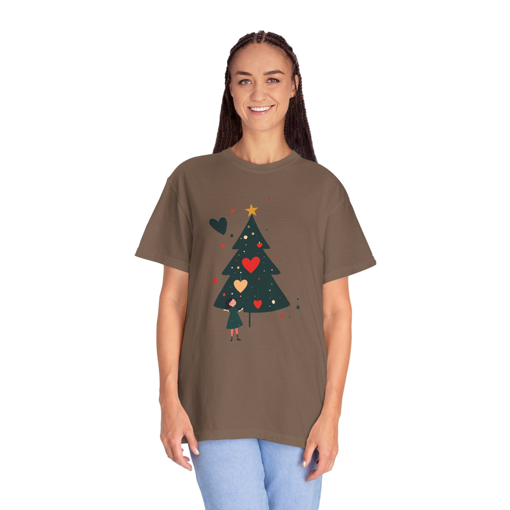 Christmas Tree Hearts T-Shirt — Cute Holiday Tree with Hearts Graphic