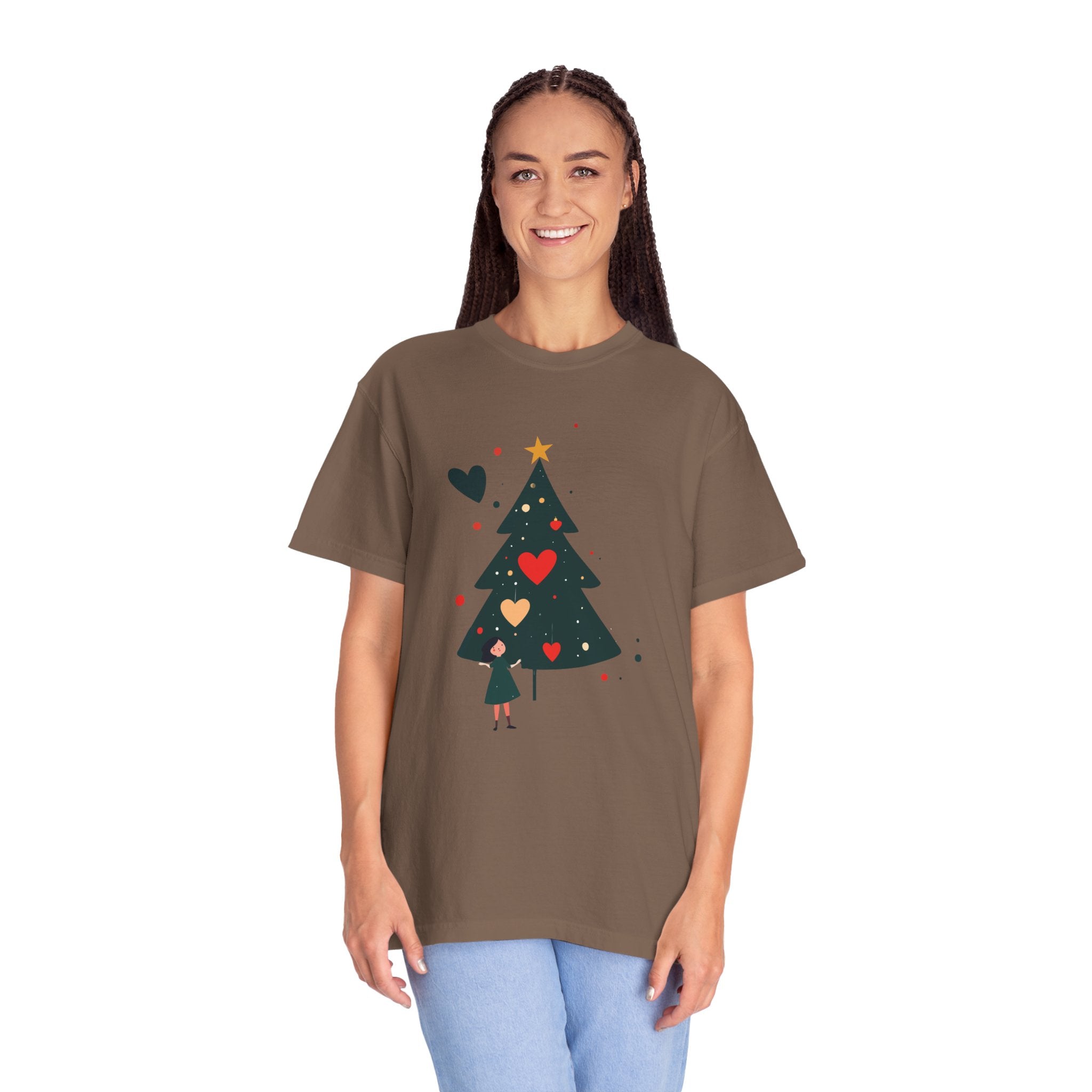 Christmas Tree Hearts T-Shirt — Cute Holiday Tree with Hearts Graphic