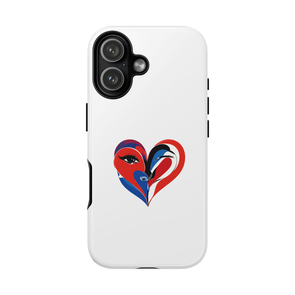 Heart Face Phone Case Red & Blue Abstract Love Design