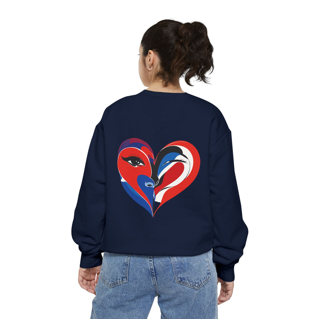 Heart Portrait Sweatshirt Artistic Dual-Face Love Graphic