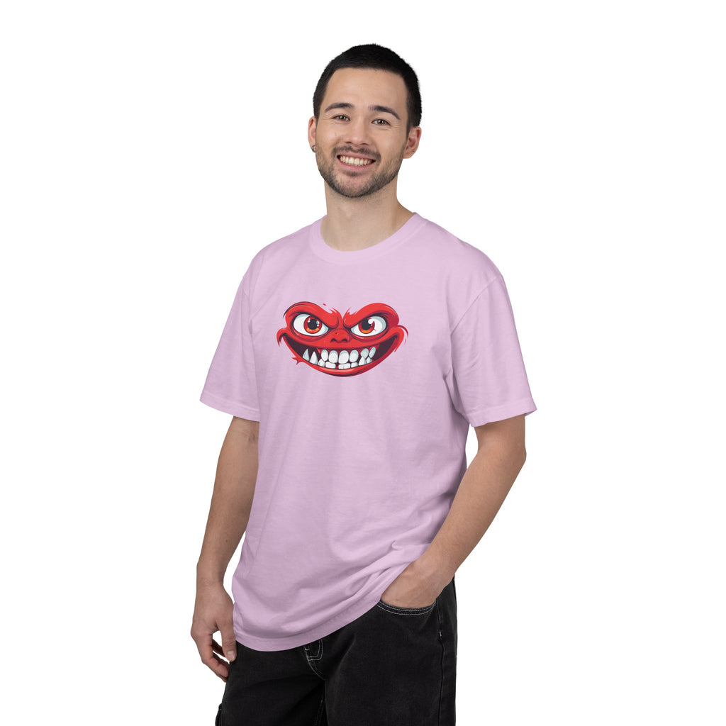 Angry Grin T-Shirt Red Mischievous Face Graphic Tee