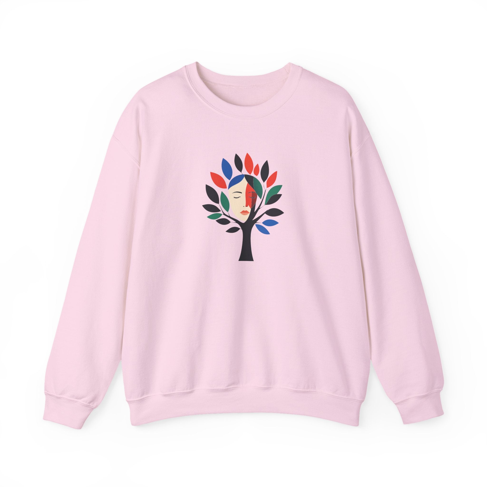 Crewneck Sweatshirt Colorful Tree of Life Face Graphic