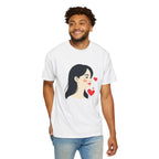 T-Shirt — Minimal Cute Girl Profile with Hearts Graphic
