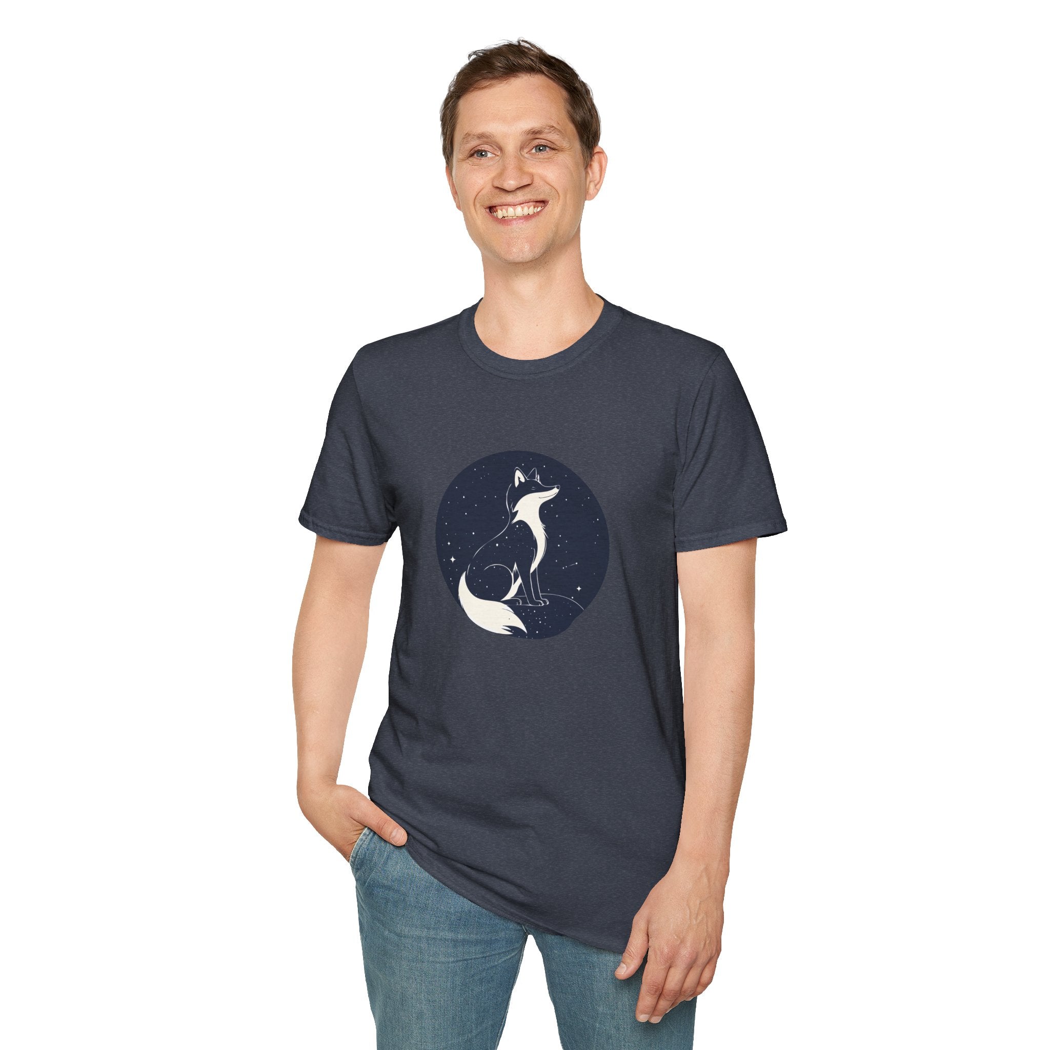 Fox Moon T‑Shirt Minimal Night Sky Fox Graphic Tee