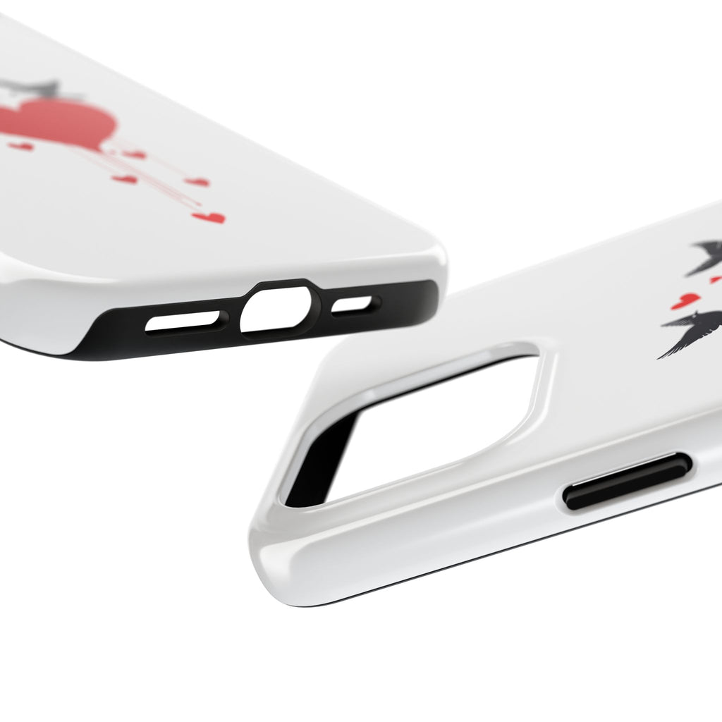 Tough Phone Case Red Dripping Heart with Doves Valentine's Protection