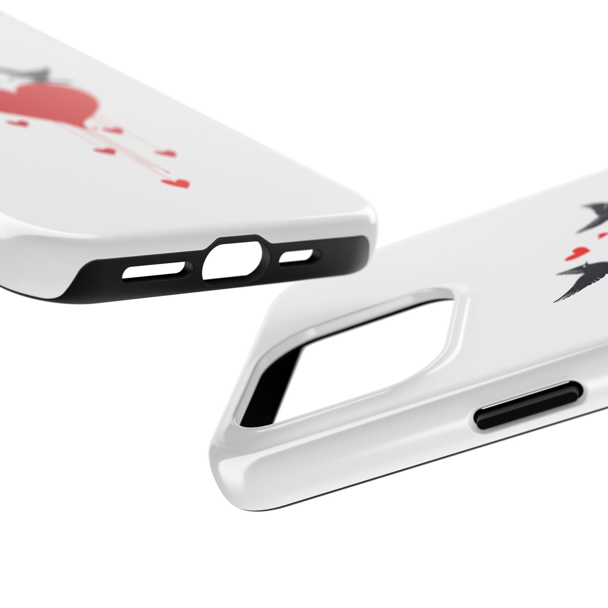 Tough Phone Case Red Dripping Heart with Doves Valentine's Protection