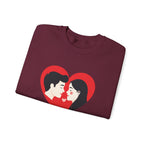 Valentine Couple Heart Crewneck Sweatshirt