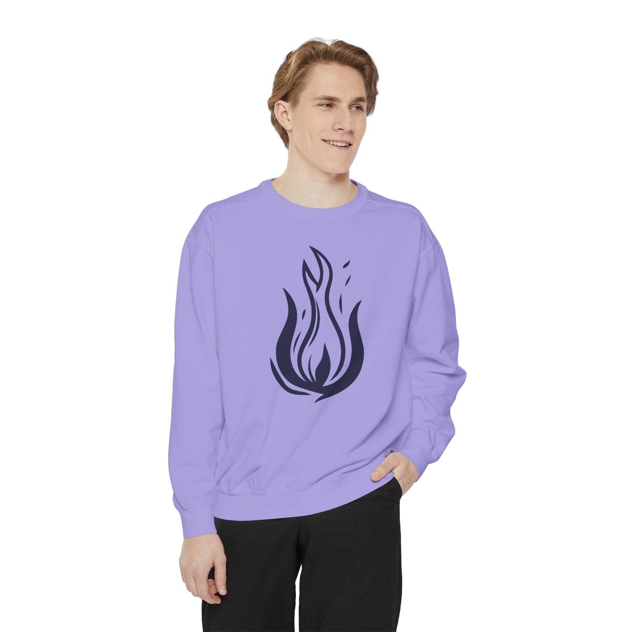 Stylized Flame Graphic Sweatshirt | Minimal Fire Illustration Crewneck