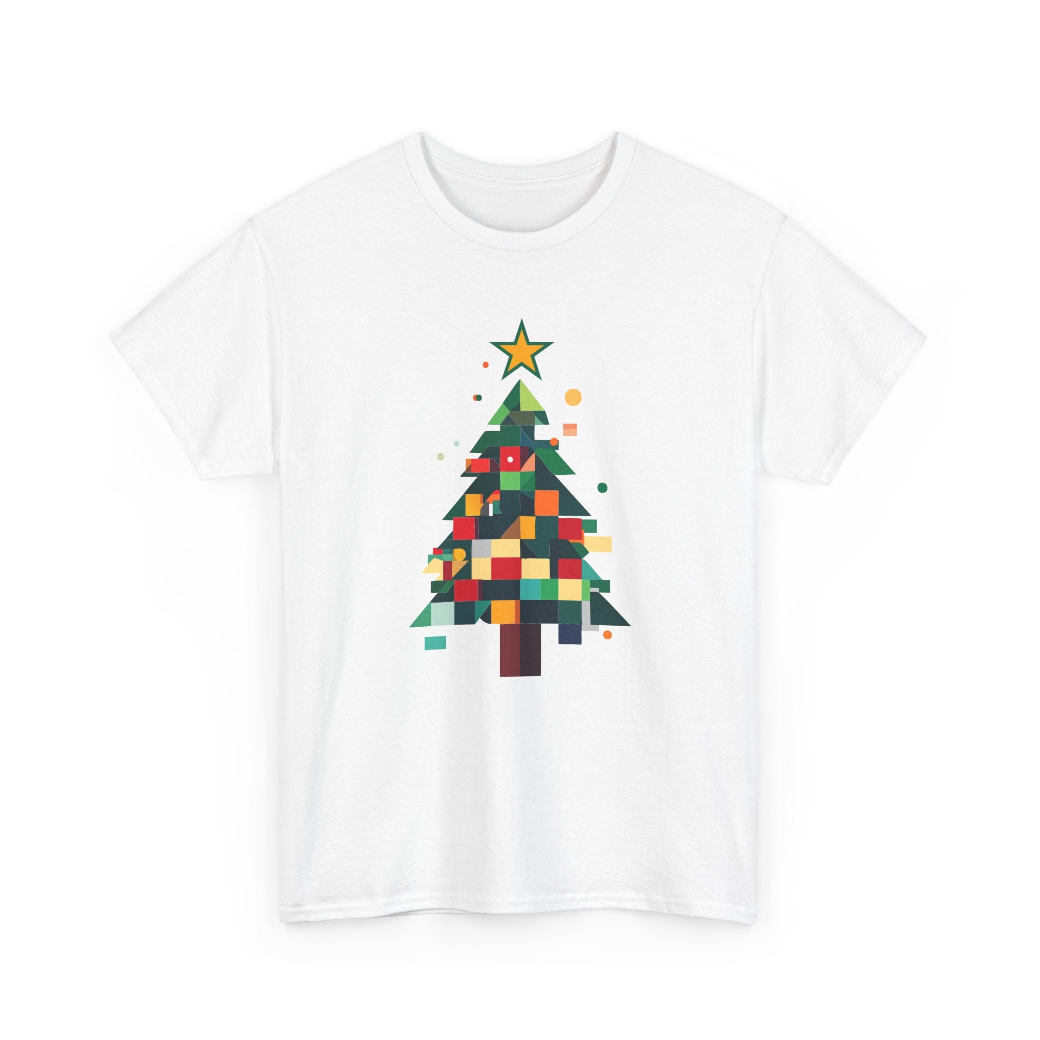 Christmas Tree Graphic Tee Modern Pixelated Holiday T-Shirt