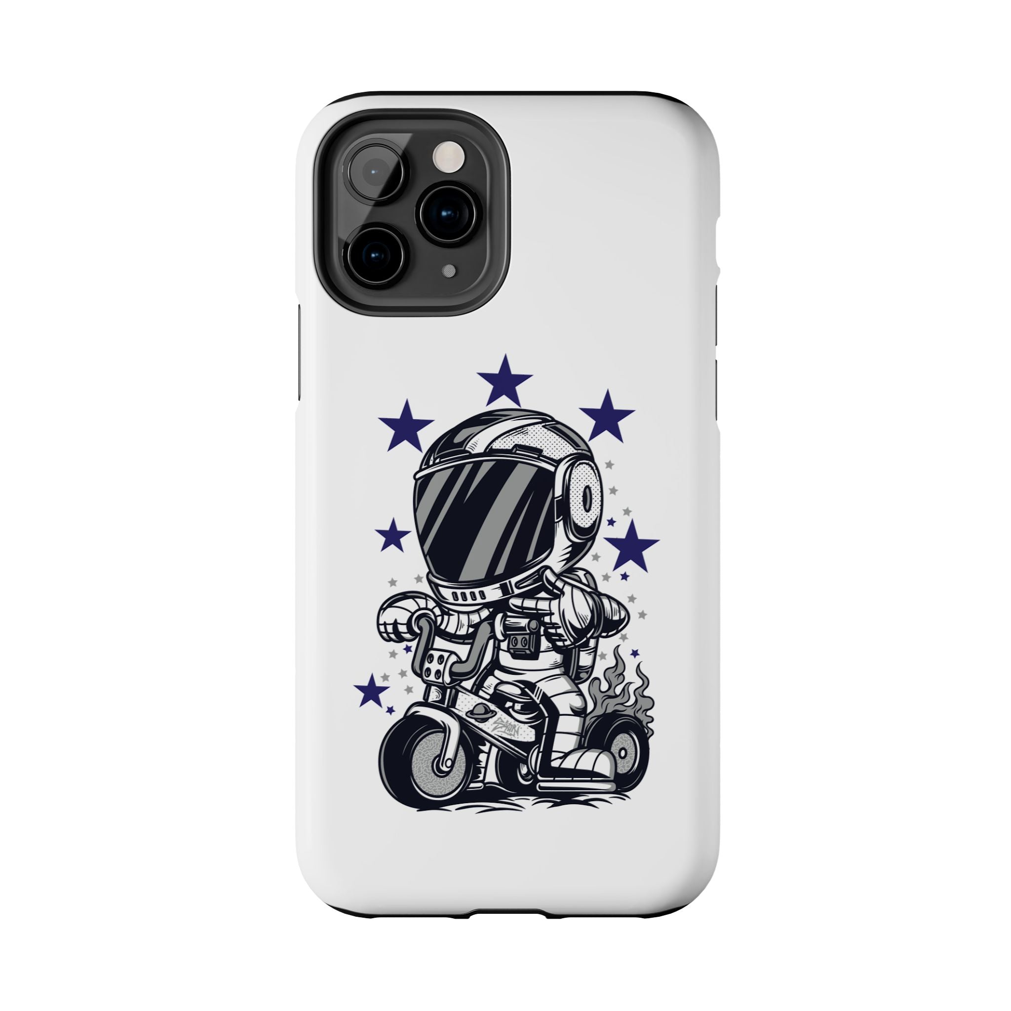 Astronaut Biker Tough Phone Case Retro Space Helmet Rider with Stars