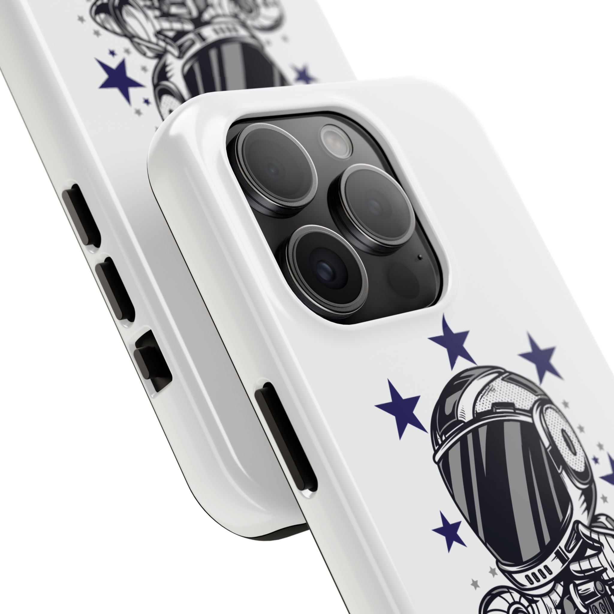 Astronaut Biker Tough Phone Case Retro Space Helmet Rider with Stars